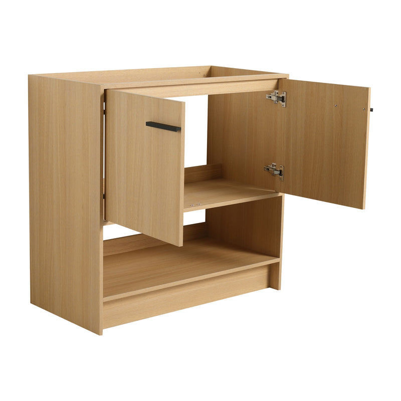Modern Bathroom Vanity With Ceramic Sink, Freestanding Cabinet, Soft Closing Doors