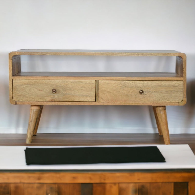 Solid Wood Curved Media Unit