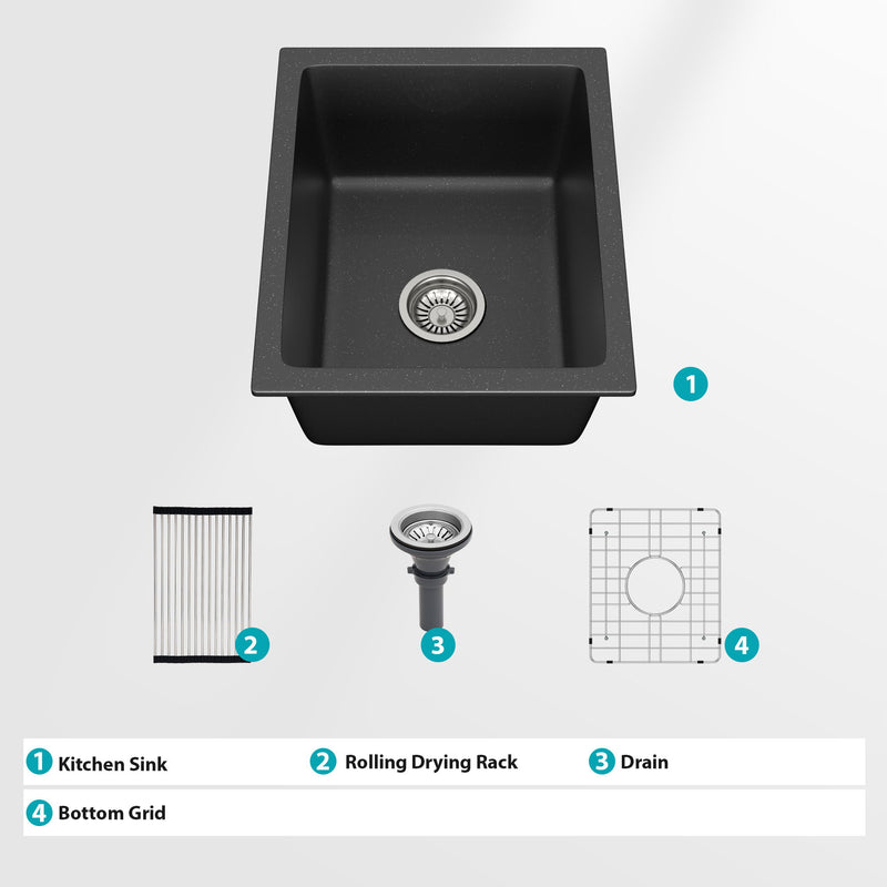 Quartz Composite Undermount Single Bowl Kitchen Sink
