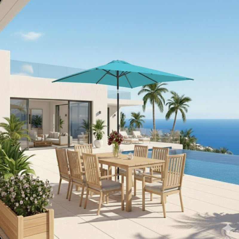 Rectangular Patio Umbrella With Crank Tilt, Polyester UV-Resistant Canopy
