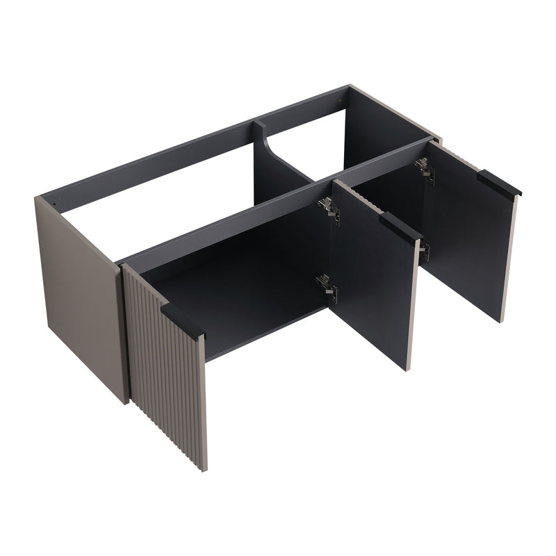 Contemporary Wall Mounted Bathroom Vanity With Resin Double Sink