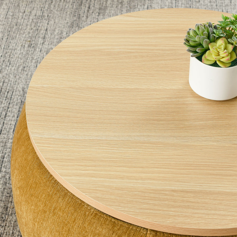 Round Storage Ottoman, 2 In 1 Function, End Table And Ottoman