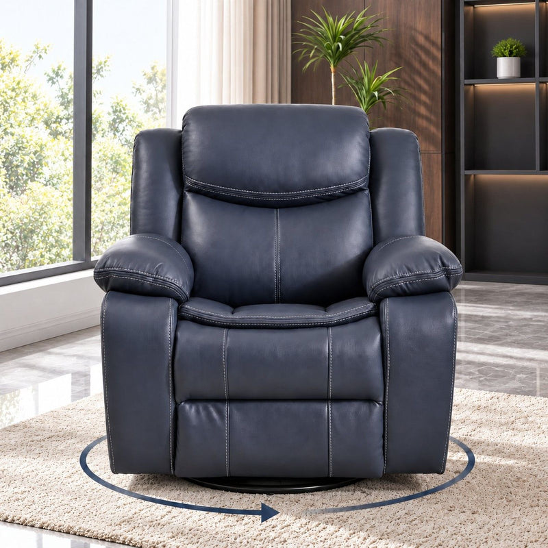 Rocker Recliner Chair With Manual Recline And 360° Swivel Base
