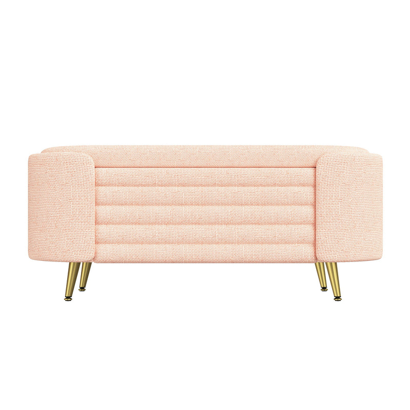 Modern Oval Storage Ottoman With Upholstery