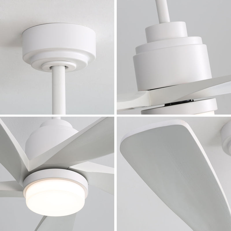 52" Ceiling Fan With Dimmable LED Light, 5 Blades, Reversible DC Motor, Smart Remote Control - White