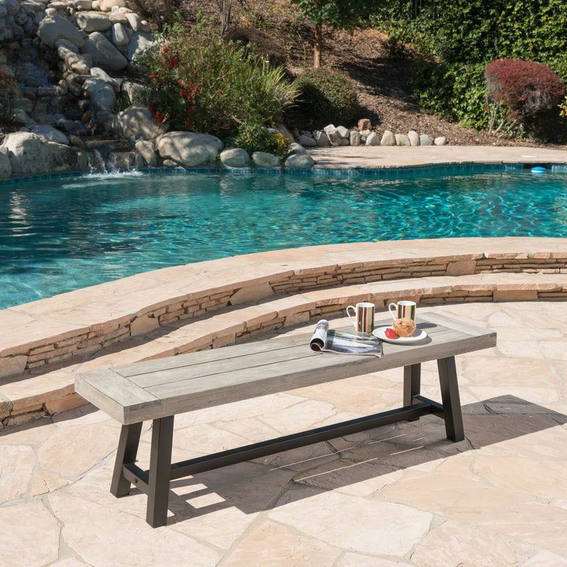 Tranquilizer - Outdoor Acacia Wood Bench With Slat Panel Design