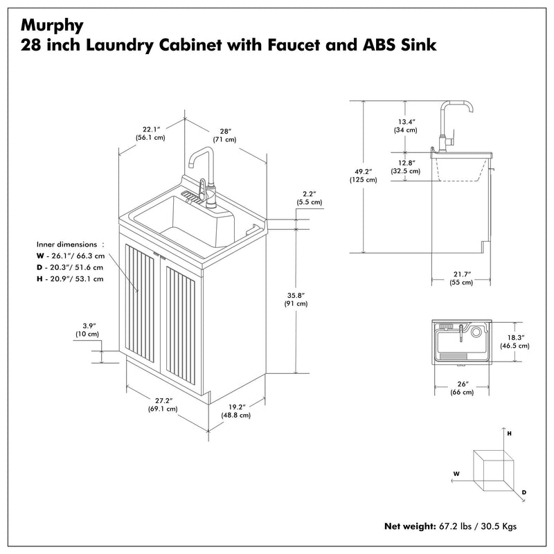 Murphy - Laundry Cabinet & Faucet And Stainless Steel Sink