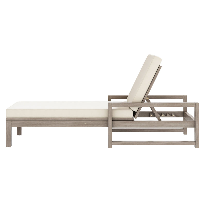 Outdoor Lounge Chairs, 5 Position Chaise Lounge With Adjustable Backrest (Set of 2) - Gray