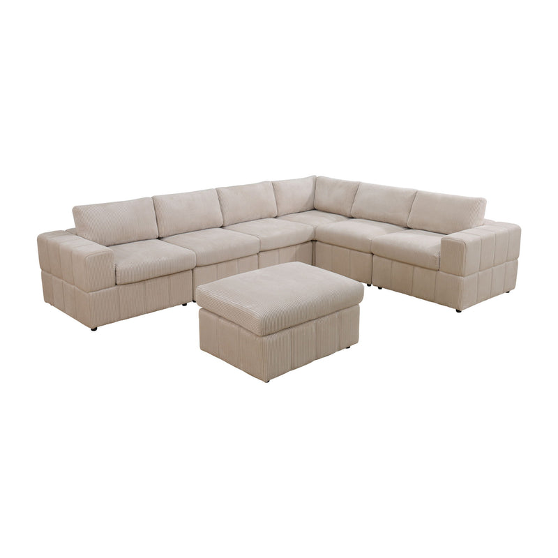 Oversized Modular Sectional Sofa, Reversible With Ottoman