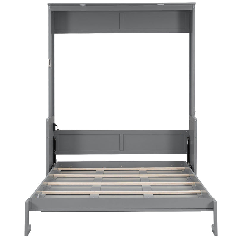 Murphy Bed With Desk, LED Lights & USB Charging Station