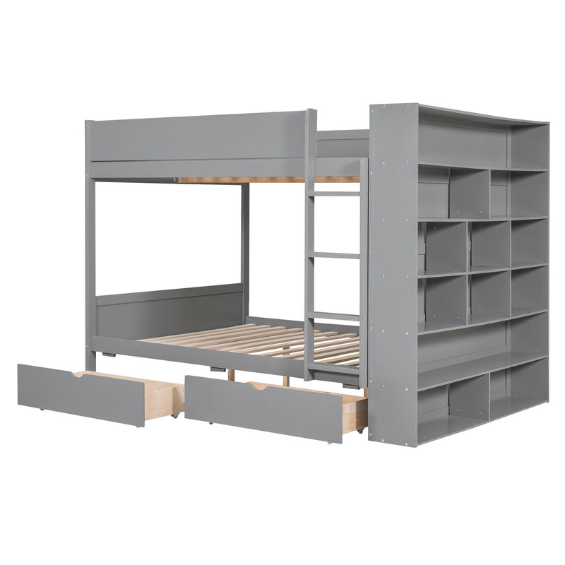 Bunk Bed With 2 Drawers And Multi Layer Cabinet