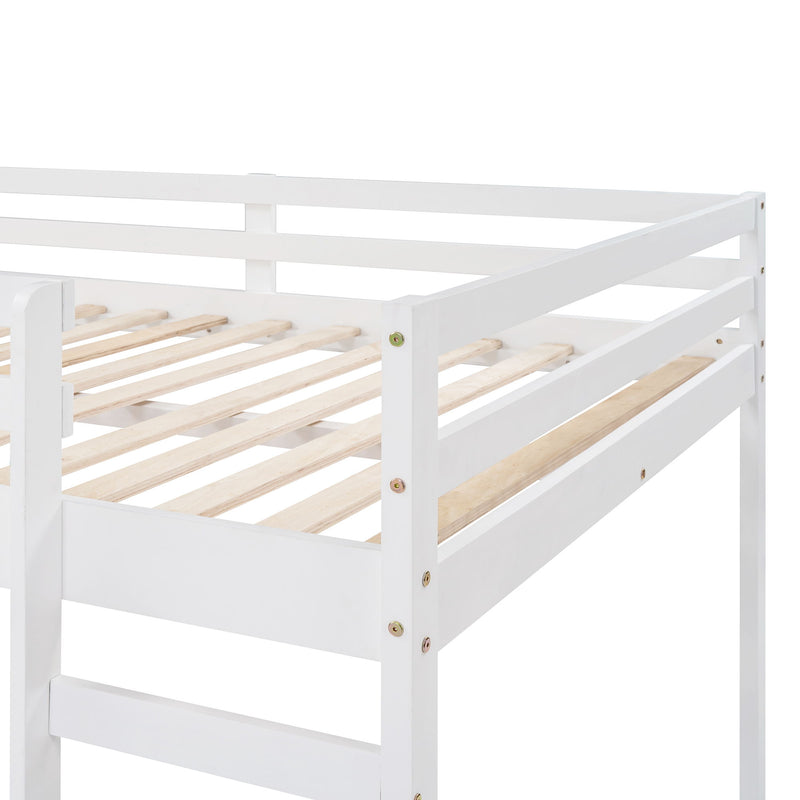 Full Loft Bed With Slide, Multifunctional Design - White