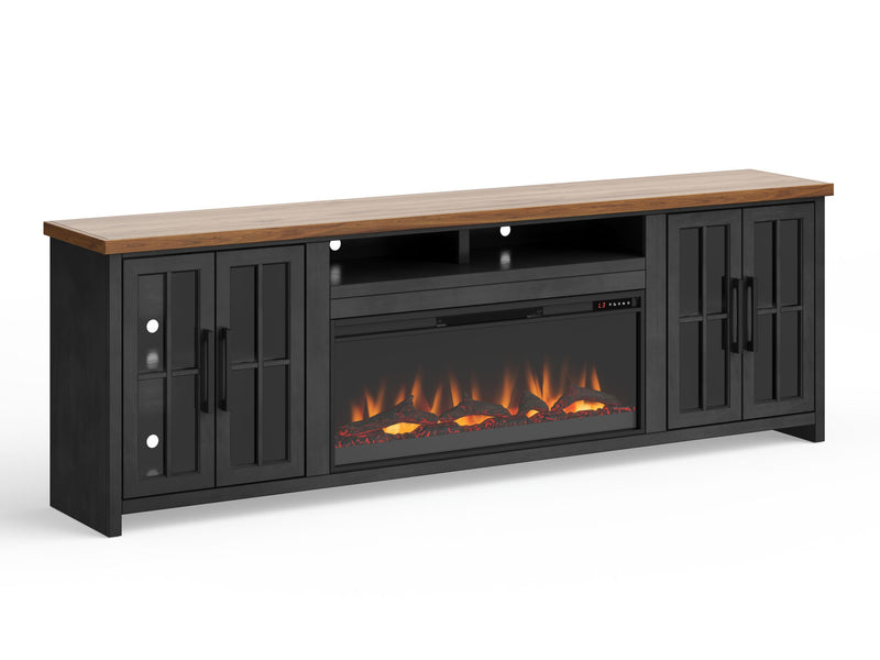 Fireplace TV Stand Console For TVs Up To 100" - Black / Whiskey