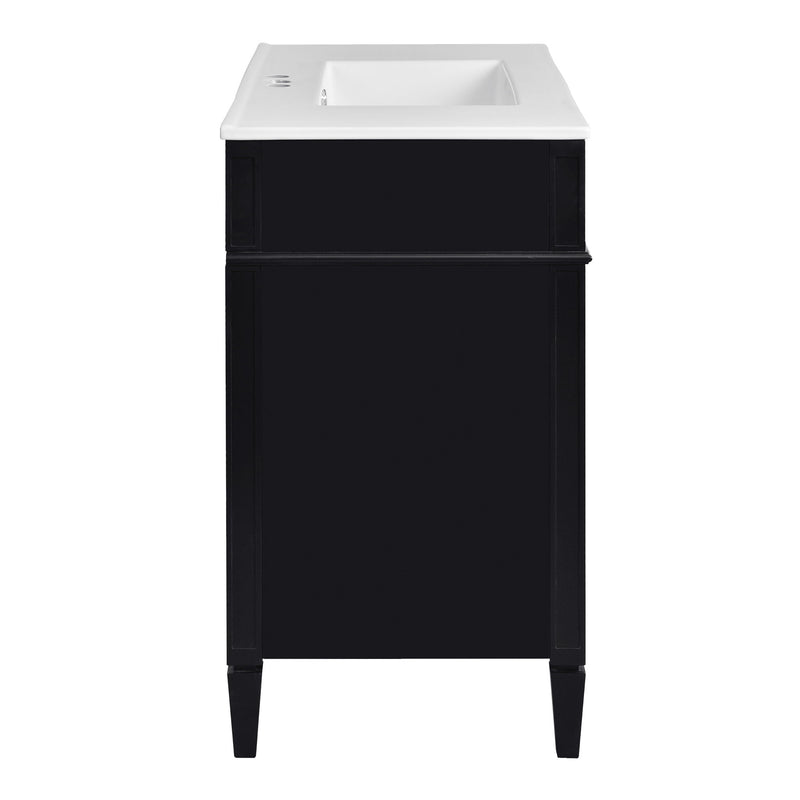Bathroom Vanity With Mirror Cabinet, Single Sink With 2 Soft Closing Doors And 4 Drawers