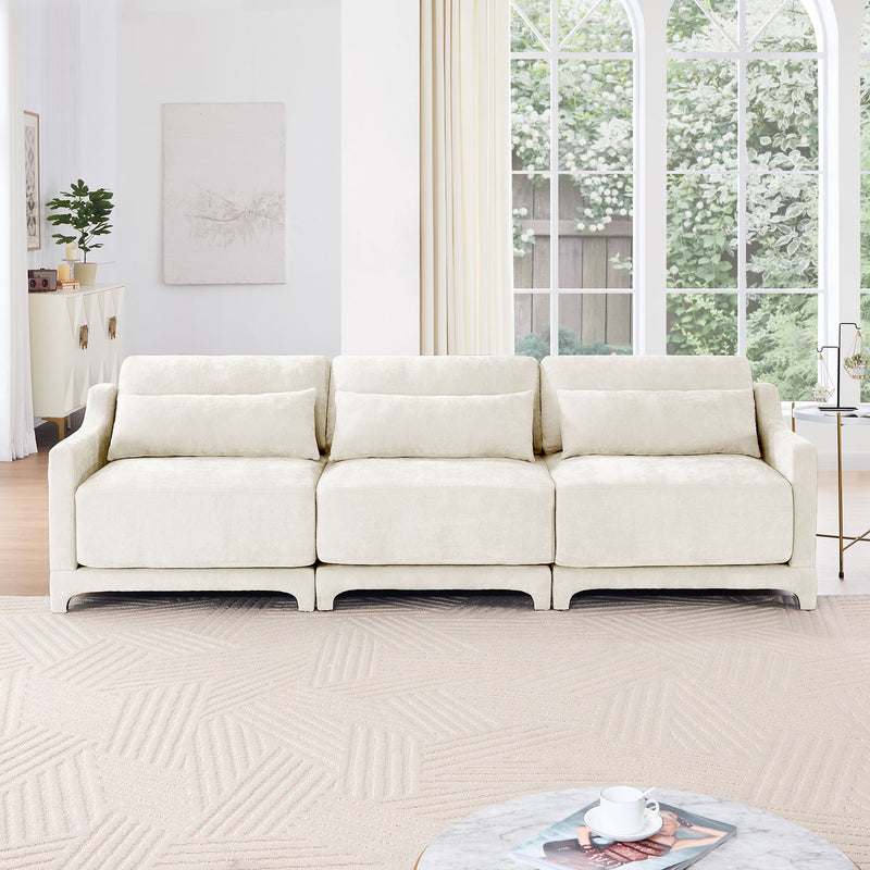 Elegant Sofa With Ergonomic Design And Lumbar Pillows