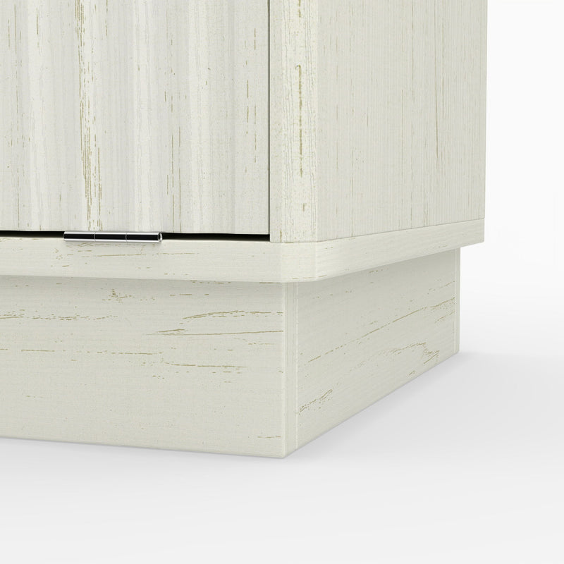 Tall Narrow Fluted Storage Cabinet With Trash Bin Compartment For Kitchen (Trash Can Not Included)