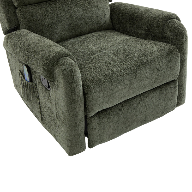 Manual Recliner Massage Chair With Swivel Rocker, 8 Massage Modes, Side Storage Pocket