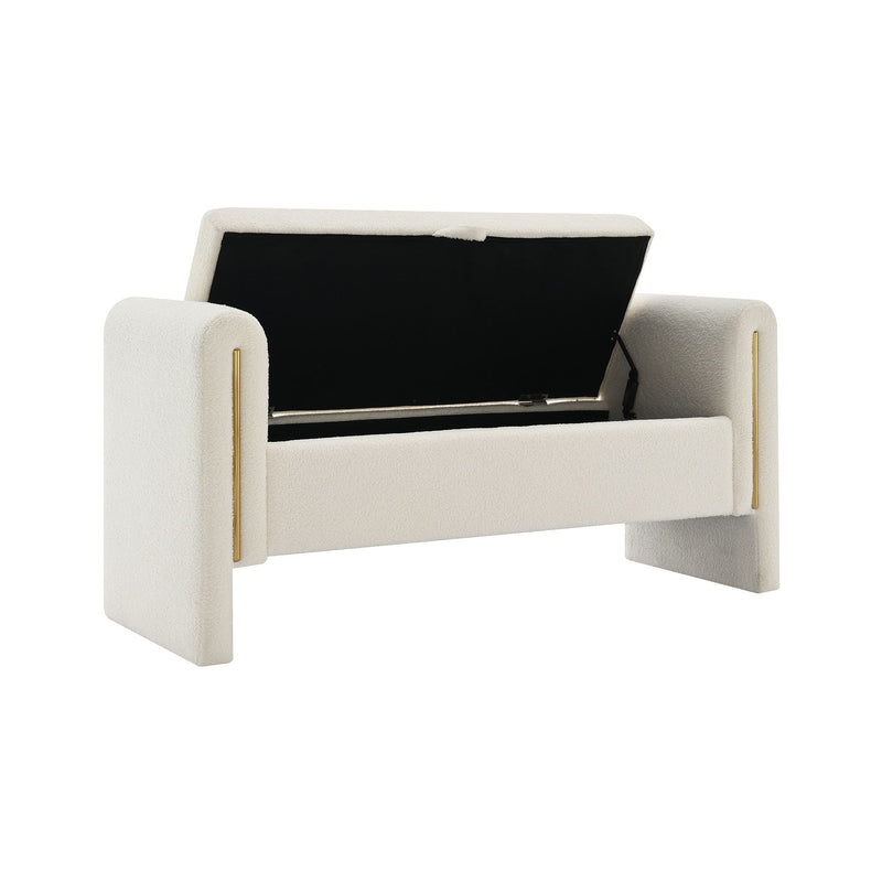 Modern Teddy Upholstered Large Bed End Bench With Arms And Storage