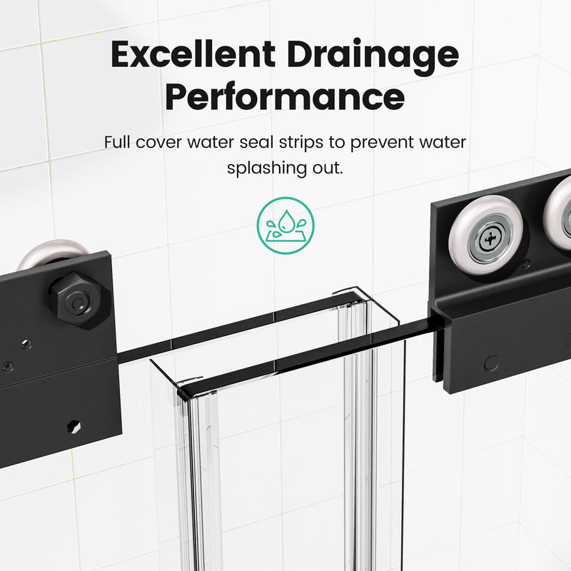 Semi Frameless Double Sliding Shower Door With Tempered Glass
