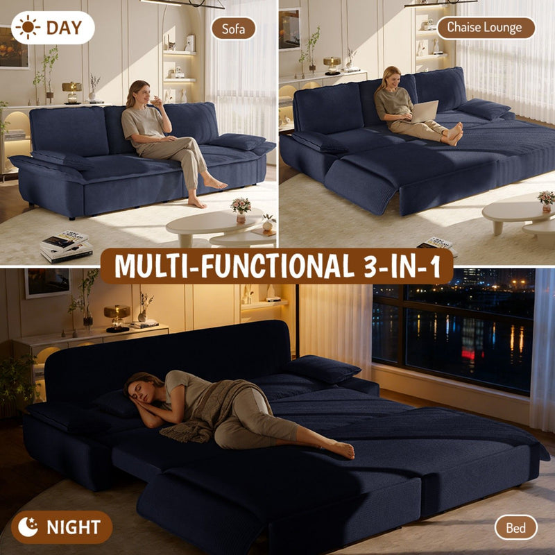 King Size Pull Out Sofa Bed, 3 In 1 Convertible Multifunctional