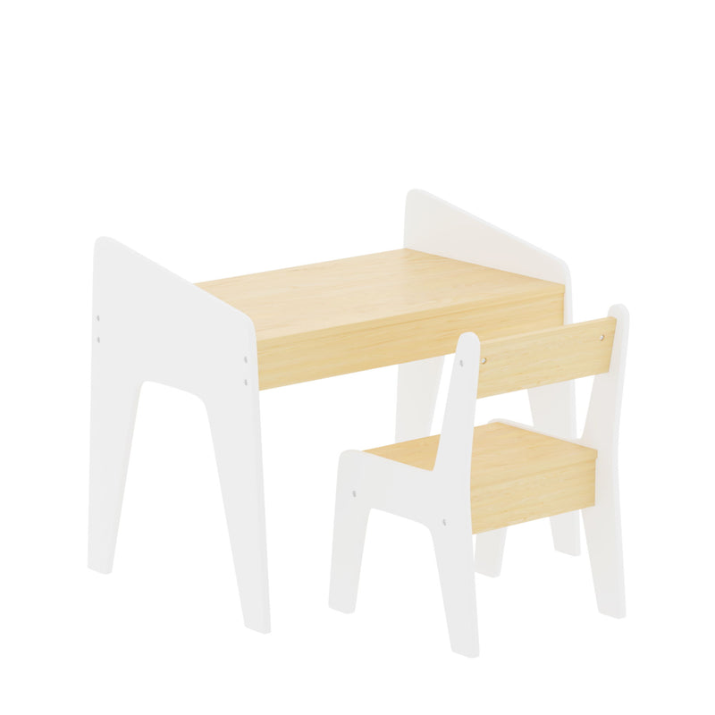 Table Set With 1 Chair, Children Study Table For Ages 2 - 8 - White
