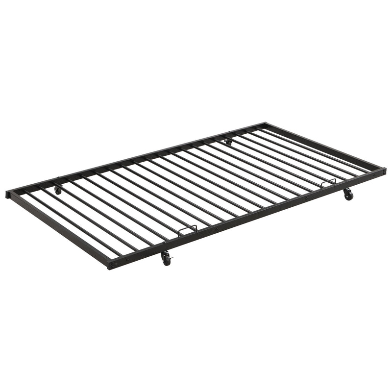 Full Over Full Modern Metal Bunk Bed With Trundle - Black