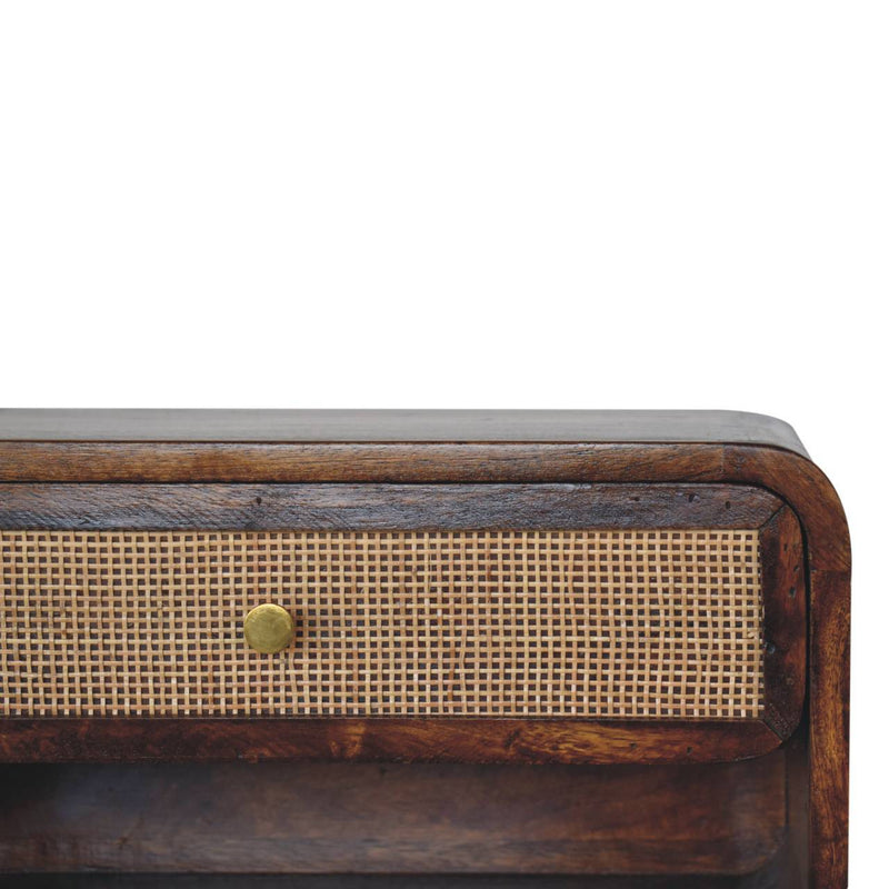 Wall Mounted Open Woven Bedside Table - Chestnut
