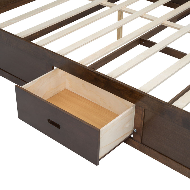 Platform Bed With Multi Storage Headboard, USB And Drawers