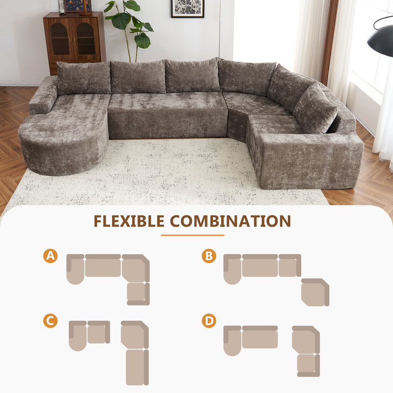 U-Shaped Oversized Modular Cloud Sectional Sofa With Deep Seat For Living Room