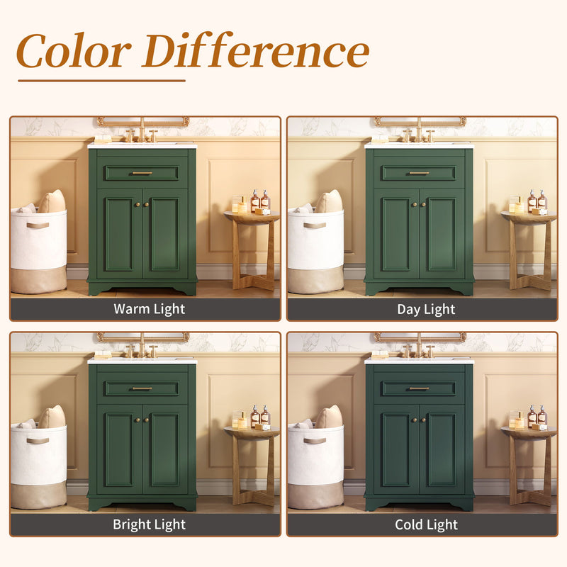 Bathroom Vanity With Integrated Sink, 2 Door Cabinet With Tip Out Drawer, Rectangular Design