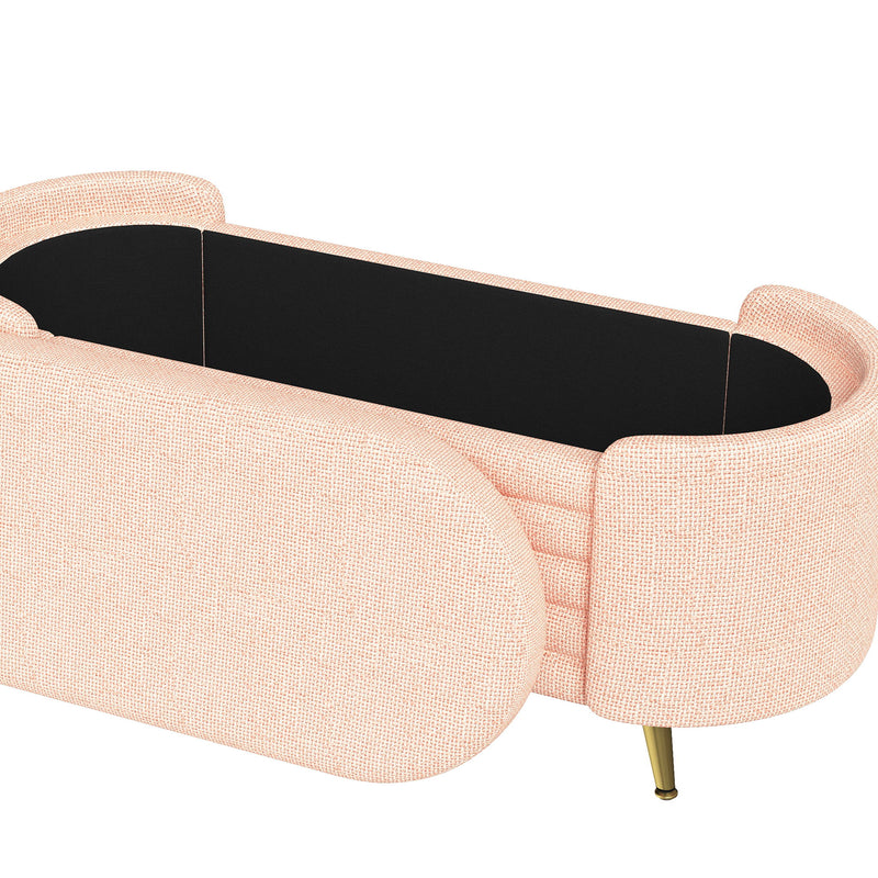 Modern Oval Storage Ottoman With Upholstery