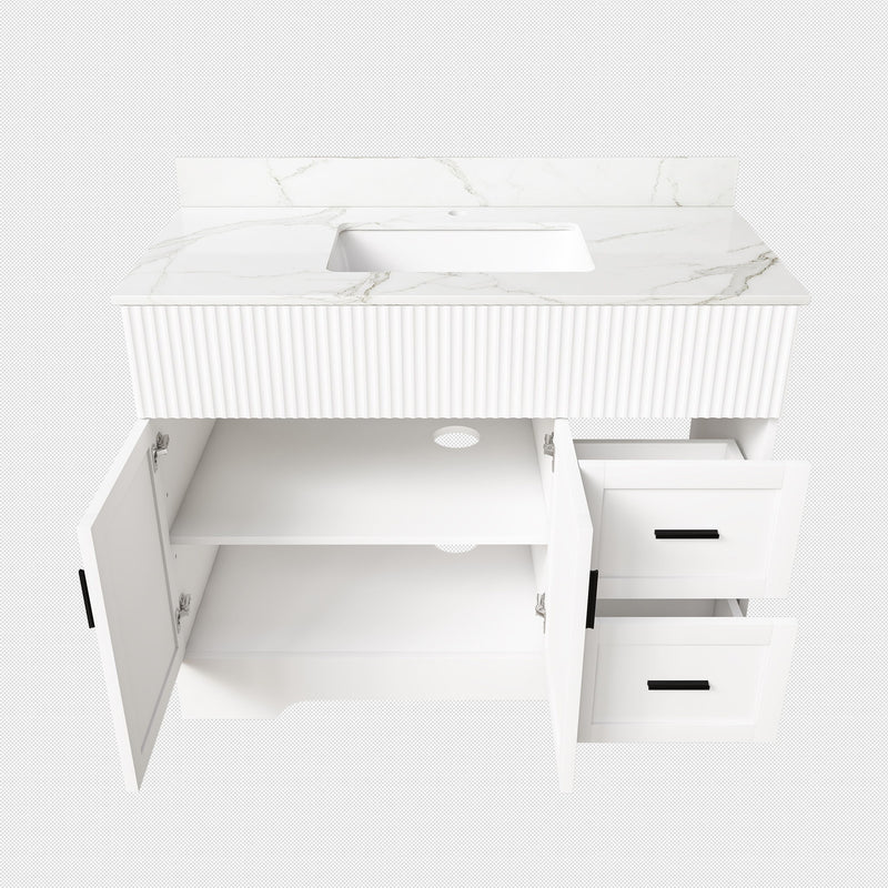 Bathroom Vanity Set, Fluted Cabinet, Soft Close Doors & Drawers - White