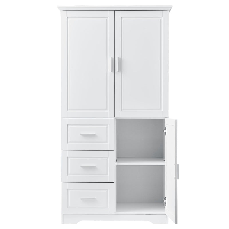 Tall Wide Storage Cabinet With Doors, 3 Drawers