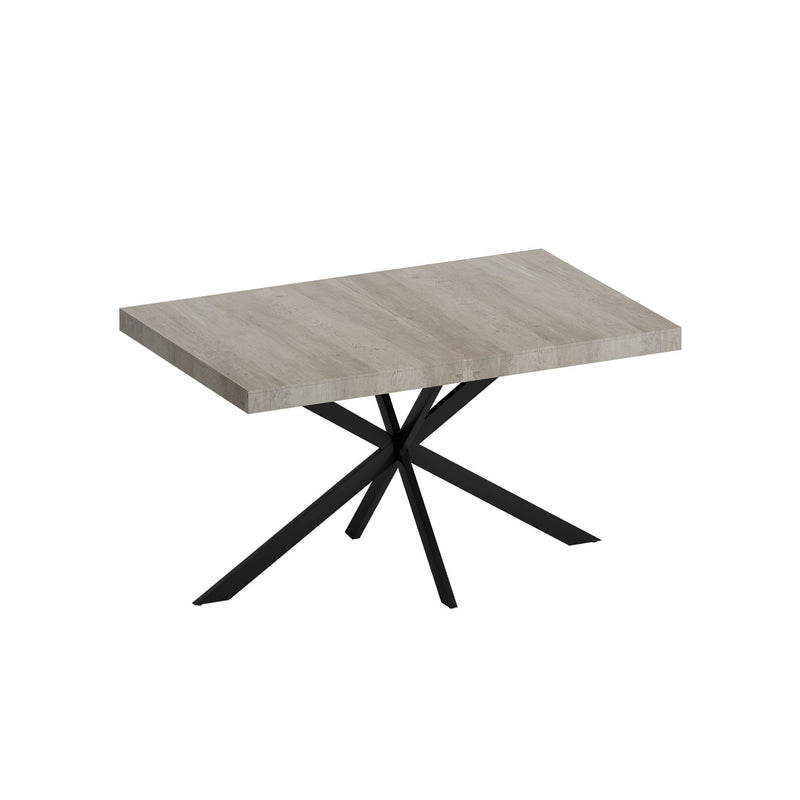 Retro Rectangular Stretch Dining Table With Embossed Center Plate