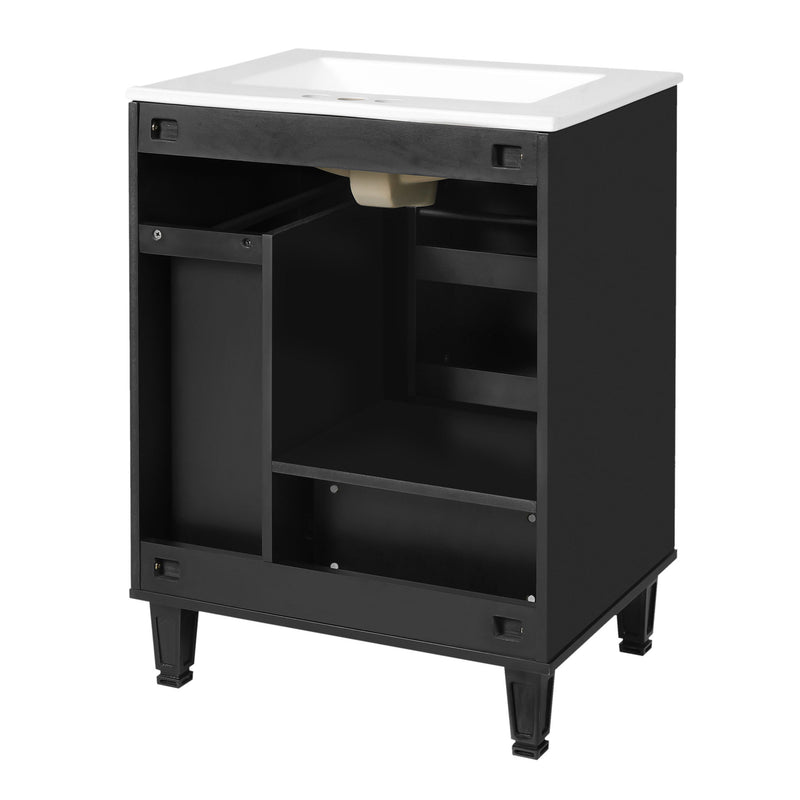Bathroom Vanity With Sink, Deep Drawer, Door Shelf, 2 Tier Basket