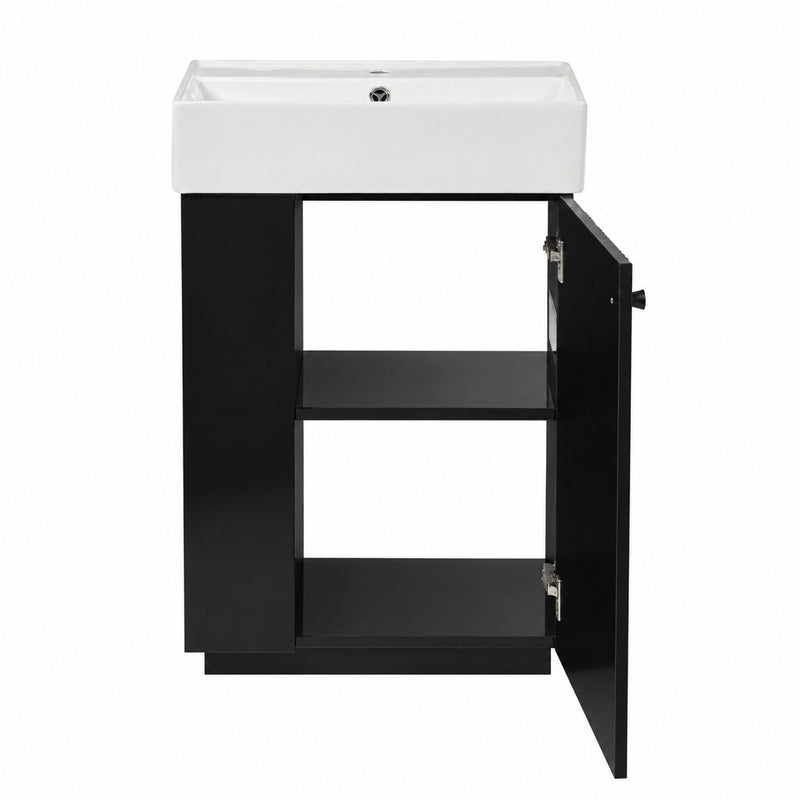 Bathroom Vanity With Sink, Freestanding Wood Grain Cabinet With Storage