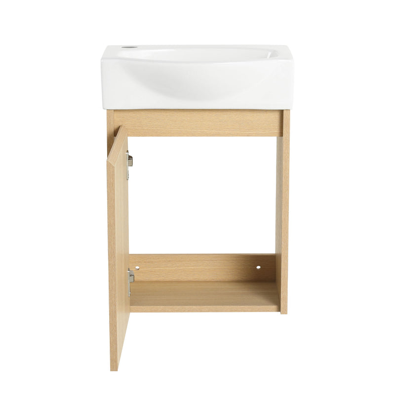 Modern Bathroom Vanity With Ceramic Basin, Wall Mounted Floating Sink Combo, Storage Cabinet