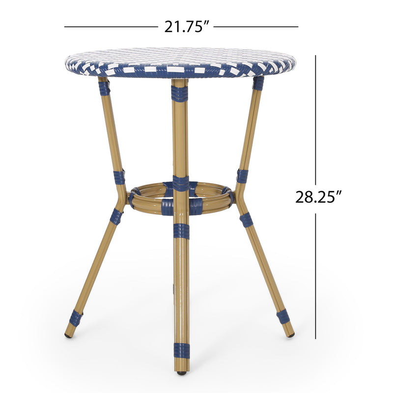 French Bistro Table Outdoor Elegance - White / Blue