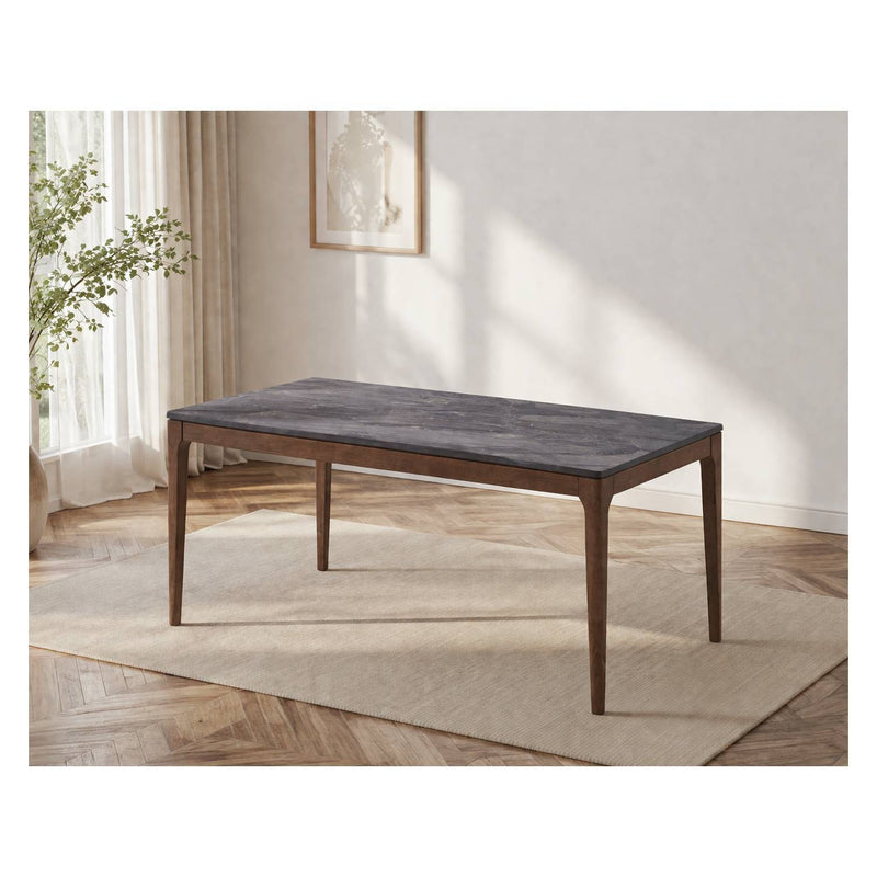 Bevis - Engineered Stone Top Dining Table - Walnut