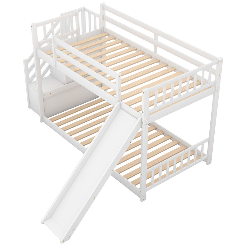 Bunk Bed With Convertible Slide And Stairway