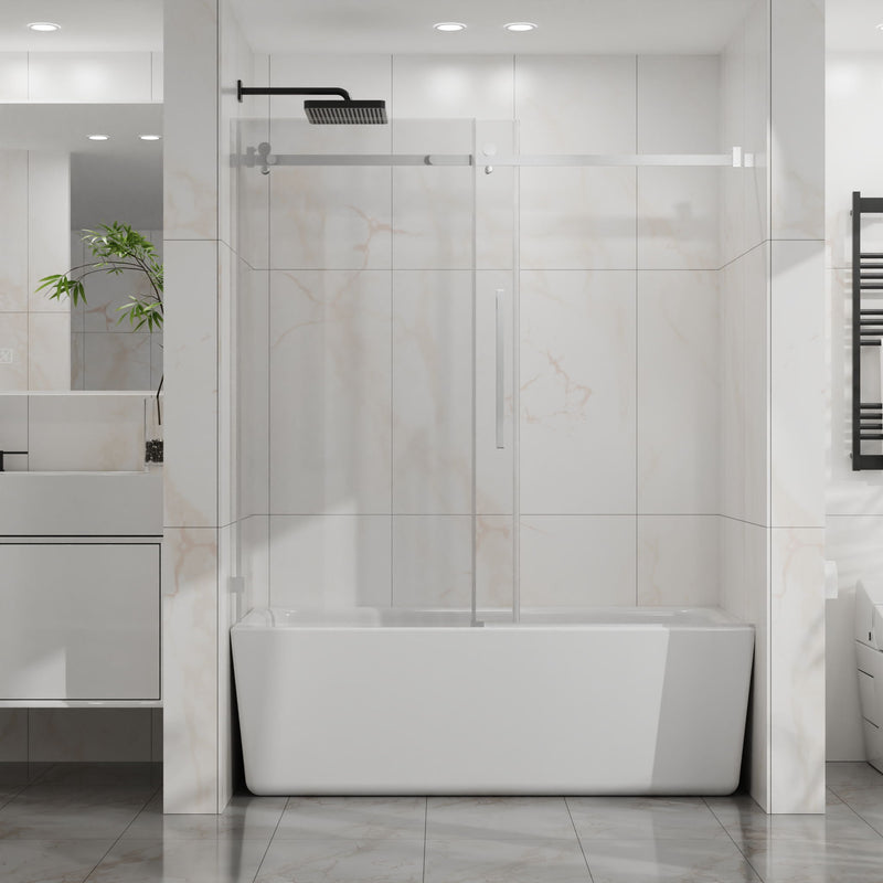 Frameless Tub Sliding Shower Door With Easy Clean Coating