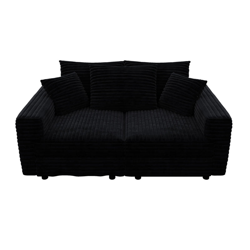 Convertible Deep Seat Sofa With Soft Pillows And Ottomans