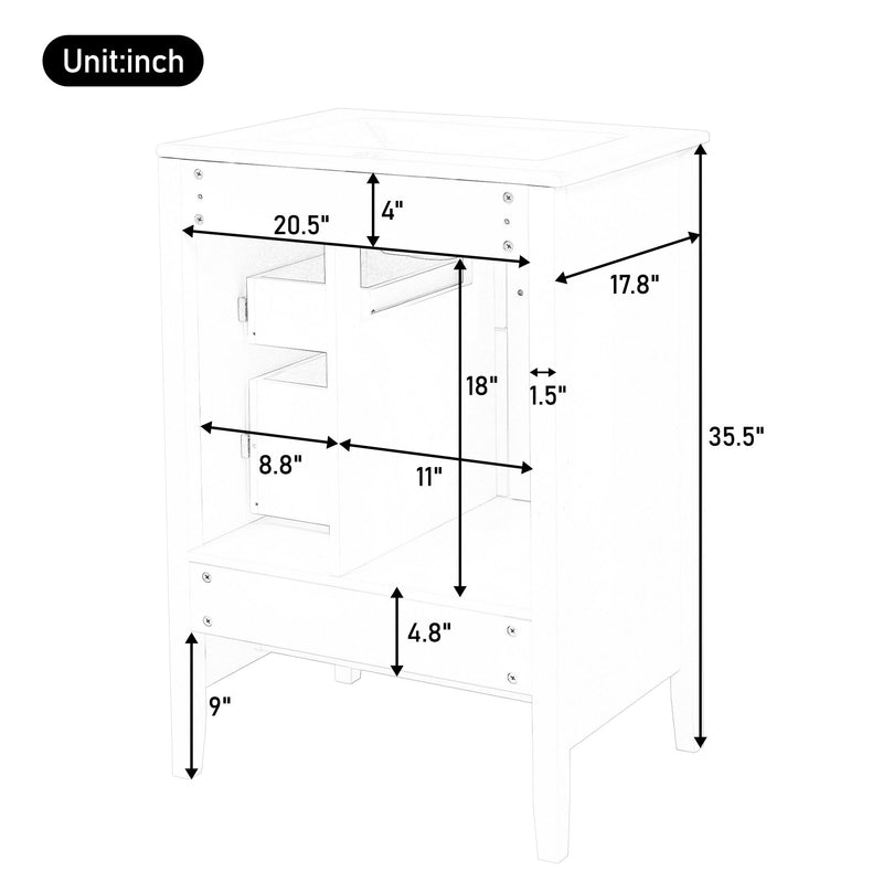 Retro Bathroom Vanity With Sink, Soft Closing Cabinet & Drawers