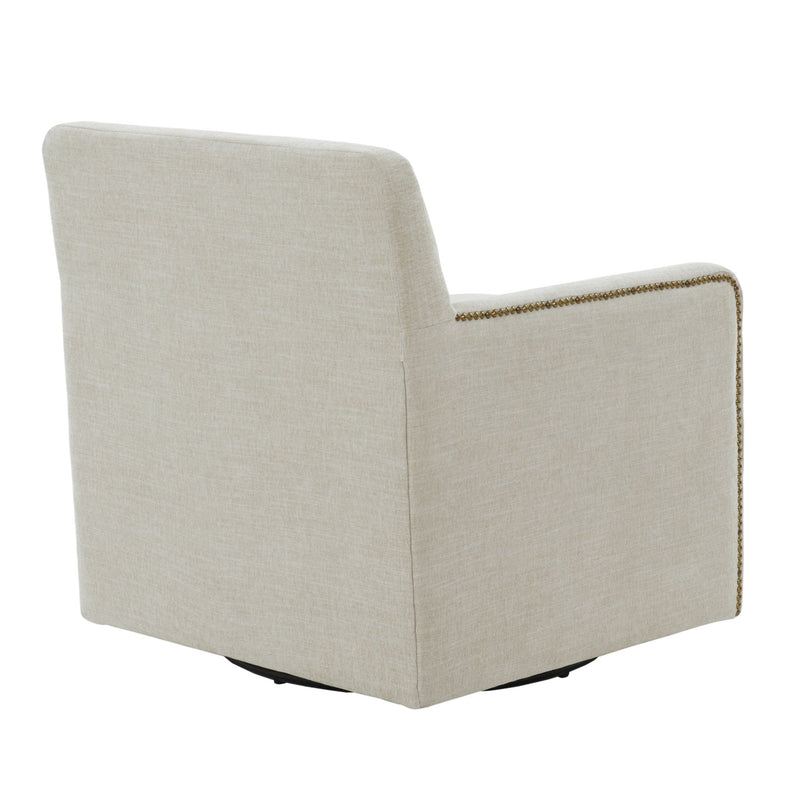 Tolland - Swivel Accent Chair With Antique Brass Nailhead Trim - Beige
