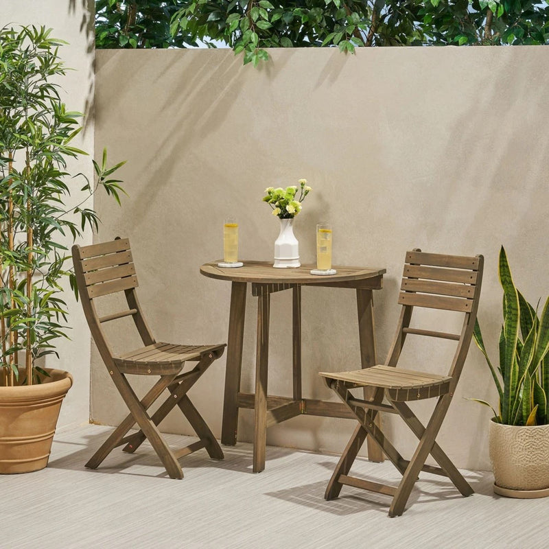 Outdoor 3 Piece Half Round Folding Bistro Set