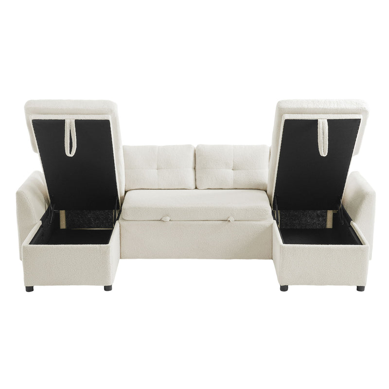 U-Shaped Sectional Sofa Bed With Storage And USB Ports