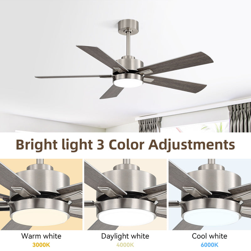 Reversible DC Motor Ceiling Fan With Dimmable LED Light For Living Room