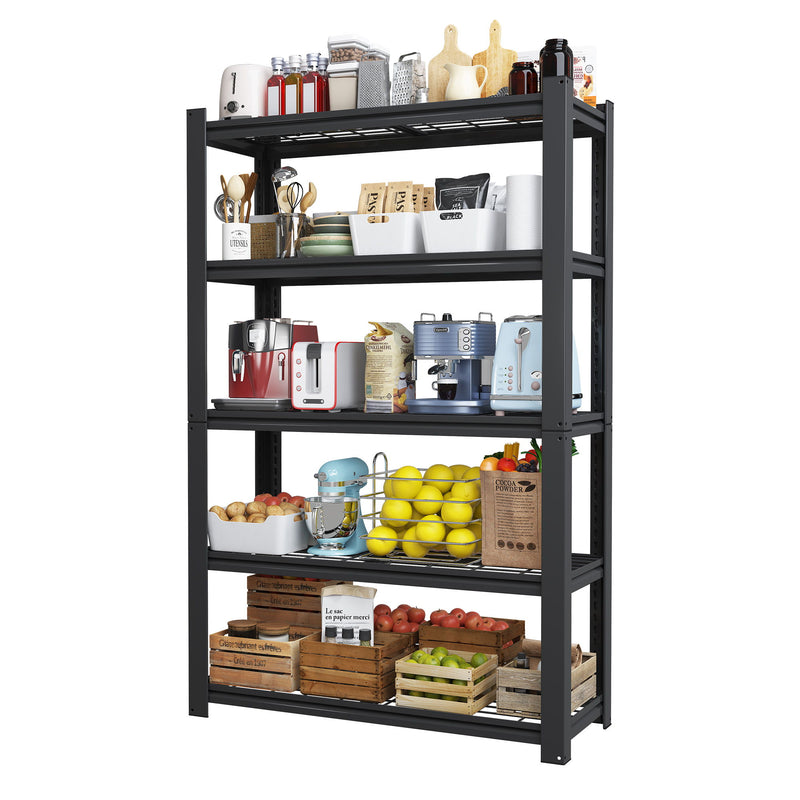 Heavy Duty 5 Tier Adjustable Metal Mesh Storage Rack With 2000 Lbs Capacity - Brushed Nickel
