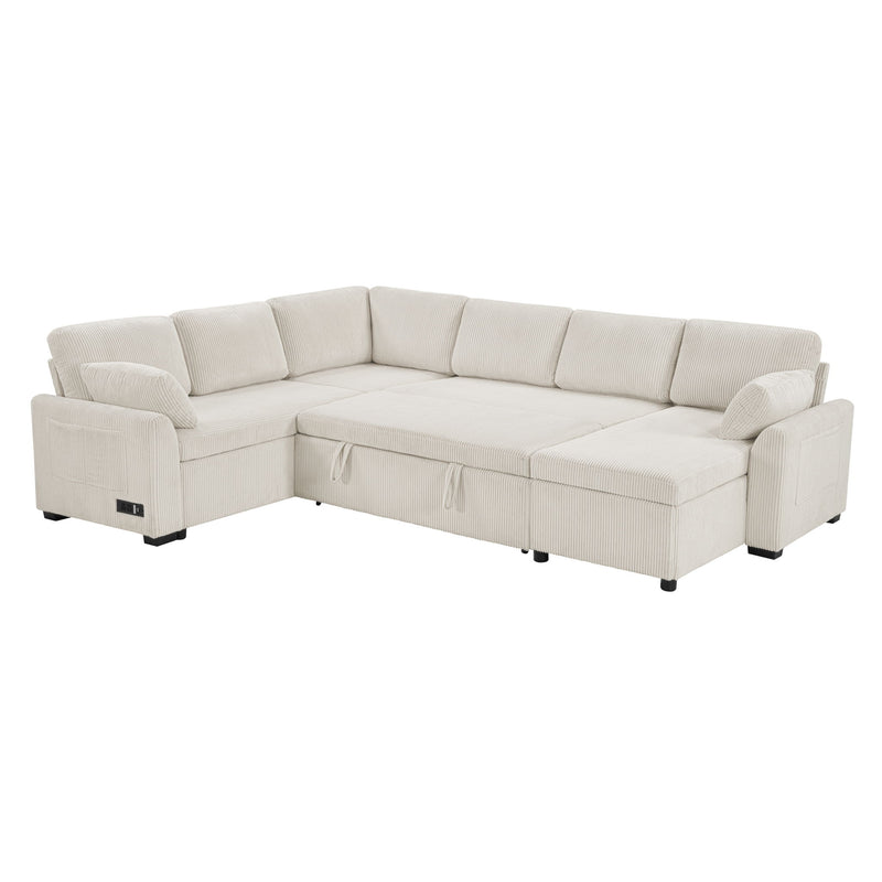 Convertible U-Shaped Sectional Sofa Bed With Reversible Chaise