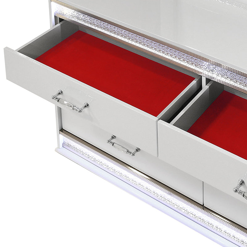 Glam - 6 Drawer Dresser With LED Lighting (Includes Dresser Only) - White